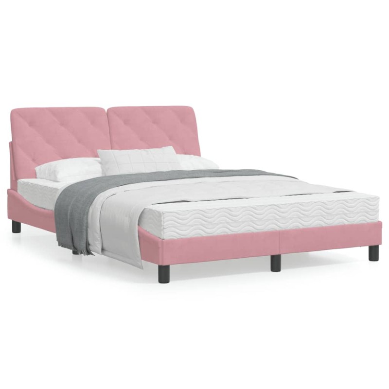 vidaXL Bett mit Matratze Rosa 140x190 cm Samt vidaXL Bett mit Matratze Rosa 140x190 cm Samt