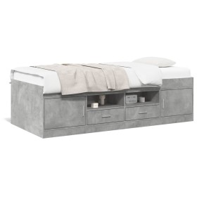 vidaXL Tagesbett mit Schubladen Betongrau 90x190 cm Holzwerkstoff