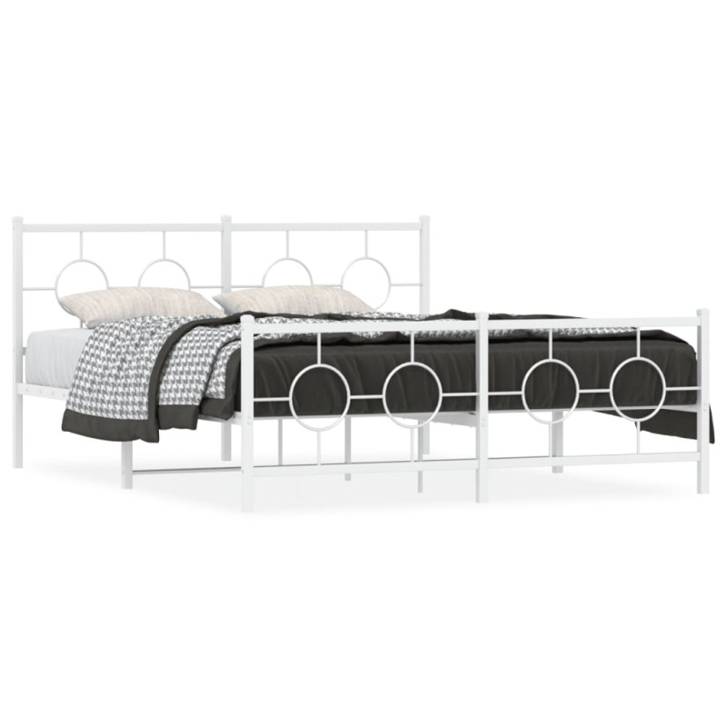 vidaXL Bettgestell mit Kopf- und Fußteil Metall Weiß 150x200 cm vidaXL Bettgestell mit Kopf- und Fußteil Metall Weiß 150x200 cm