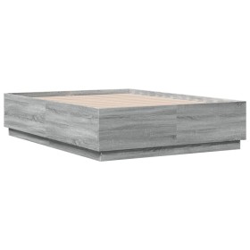 vidaXL Bettgestell Grau Sonoma 135x190 cm Holzwerkstoff