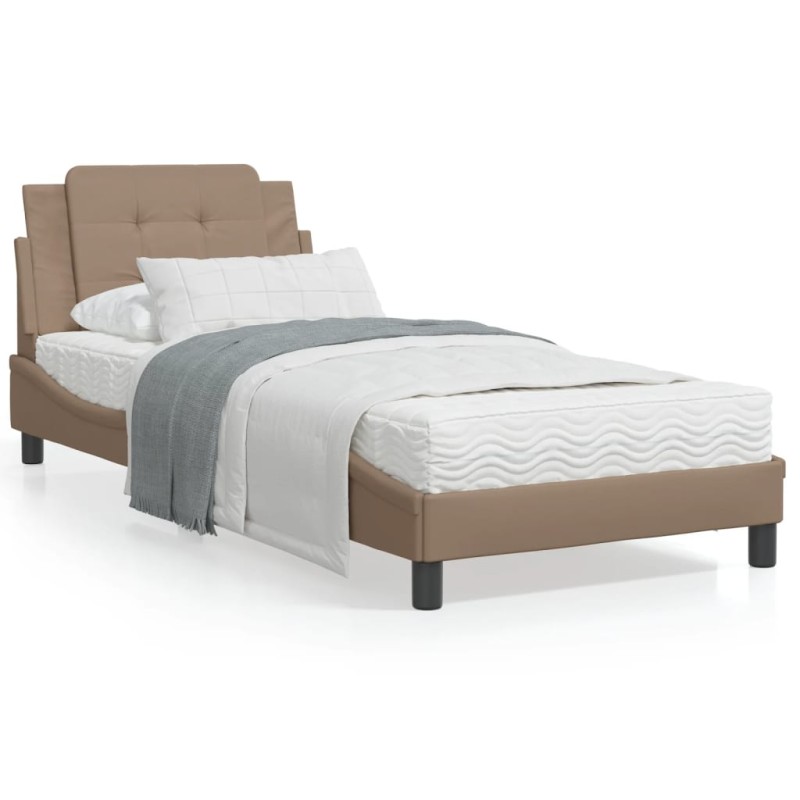 vidaXL Bett mit Matratze Cappuccino-Braun 90x200 cm Kunstleder vidaXL Bett mit Matratze Cappuccino-Braun 90x200 cm Kunstleder