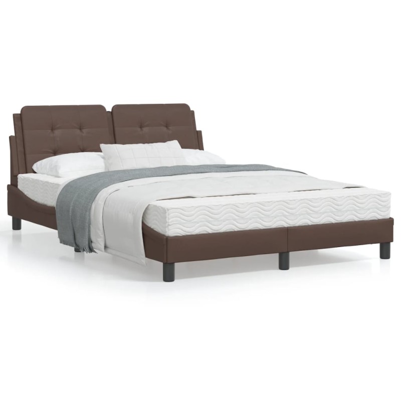 vidaXL Bett mit Matratze Braun 120x200 cm Kunstleder vidaXL Bett mit Matratze Braun 120x200 cm Kunstleder
