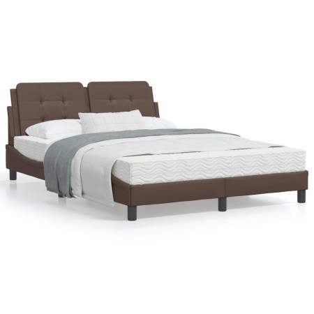 vidaXL Bett mit Matratze Braun 120x200 cm Kunstleder