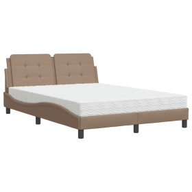 vidaXL Bett mit Matratze Cappuccino-Braun 120x200 cm Kunstleder