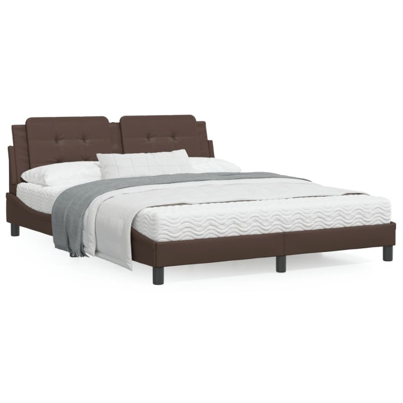 vidaXL Bett mit Matratze Braun 160x200 cm Kunstleder vidaXL Bett mit Matratze Braun 160x200 cm Kunstleder