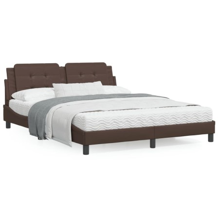 vidaXL Bett mit Matratze Braun 160x200 cm Kunstleder