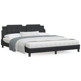 vidaXL Bett mit Matratze Schwarz 180x200 cm Kunstleder
