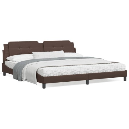 vidaXL Bett mit Matratze Braun 200x200 cm Kunstleder