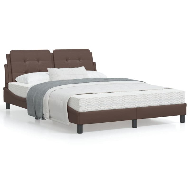 vidaXL Bett mit Matratze Braun 140x190 cm Kunstleder vidaXL Bett mit Matratze Braun 140x190 cm Kunstleder