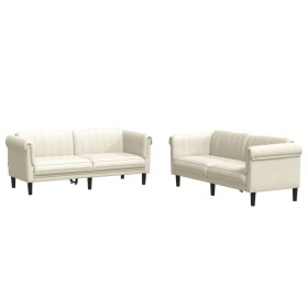 vidaXL 2-tlg. Sofagarnitur Creme Samt