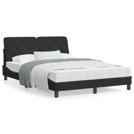 vidaXL Bett mit Matratze Schwarz 120x200 cm Samt