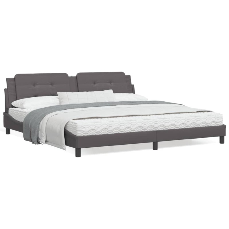 vidaXL Bettgestell mit Kopfteil Grau 200x200 cm Kunstleder vidaXL Bettgestell mit Kopfteil Grau 200x200 cm Kunstleder