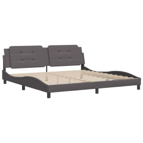 vidaXL Bettgestell mit Kopfteil Grau 200x200 cm Kunstleder