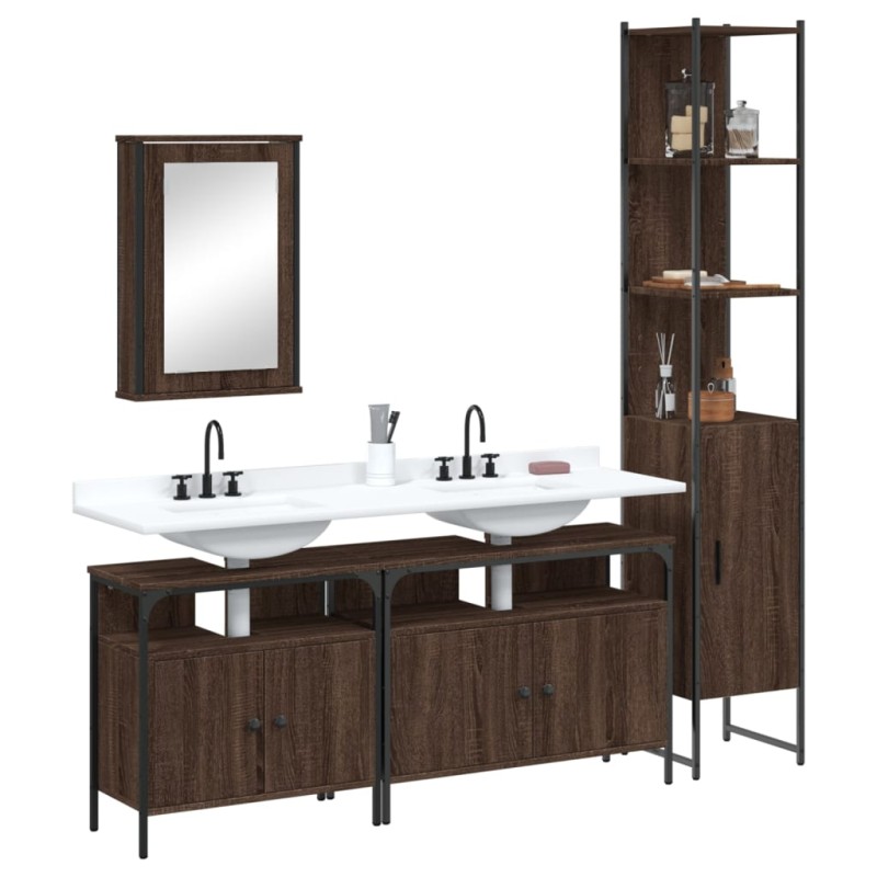 vidaXL 4-tlg. Badmöbel-Set Braun Eichen-Optik Holzwerkstoff vidaXL 4-tlg. Badmöbel-Set Braun Eichen-Optik Holzwerkstoff