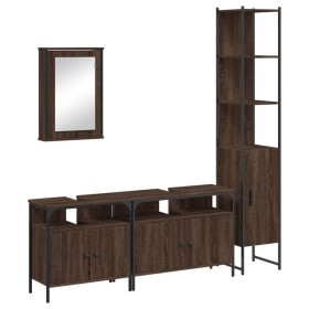 vidaXL 4-tlg. Badmöbel-Set Braun Eichen-Optik Holzwerkstoff