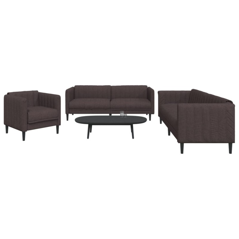 vidaXL 3-tlg. Sofagarnitur Dunkelbraun Stoff vidaXL 3-tlg. Sofagarnitur Dunkelbraun Stoff