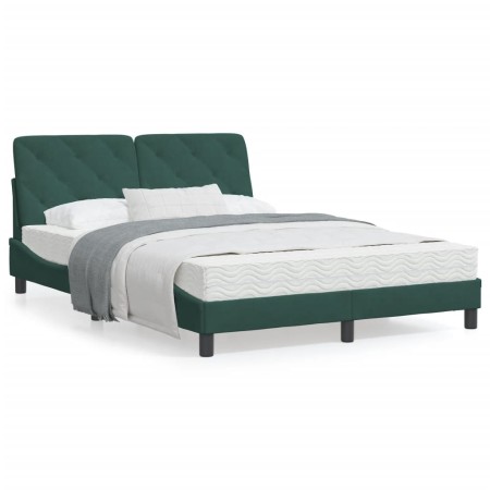 vidaXL Bett mit Matratze Dunkelgrün 140x190 cm Samt
