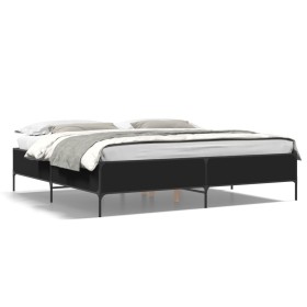 vidaXL Bettgestell Schwarz 200x200 cm Holzwerkstoff und Metall