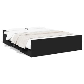 vidaXL Bettgestell mit Schubladen Schwarz 140x200 cm Holzwerkstoff