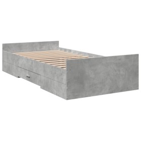 vidaXL Bettgestell mit Schubladen Betongrau 90x190 cm Holzwerkstoff