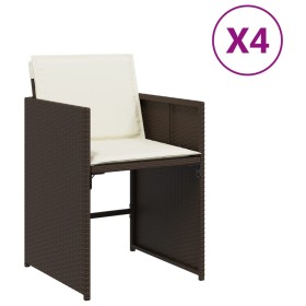 vidaXL Gartenstühle mit Kissen 4 Stk. Braun Poly Rattan