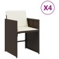 vidaXL Gartenstühle mit Kissen 4 Stk. Braun Poly Rattan vidaXL Gartenstühle mit Kissen 4 Stk. Braun Poly Rattan