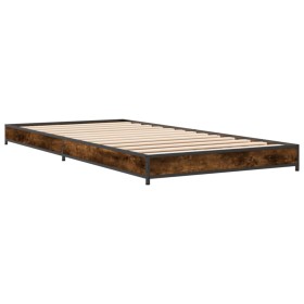 vidaXL Bettgestell Räuchereiche 90x190 cm Holzwerkstoff und Metall