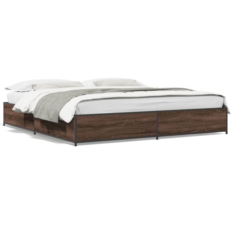 vidaXL Bettgestell Braun Eichen-Optik 180x200 cm Holzwerkstoff Metall vidaXL Bettgestell Braun Eichen-Optik 180x200 cm Holzwerkstoff Metall