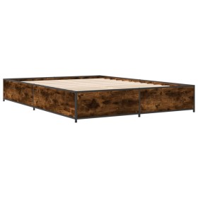 vidaXL Bettgestell Räuchereiche 140x200 cm Holzwerkstoff und Metall