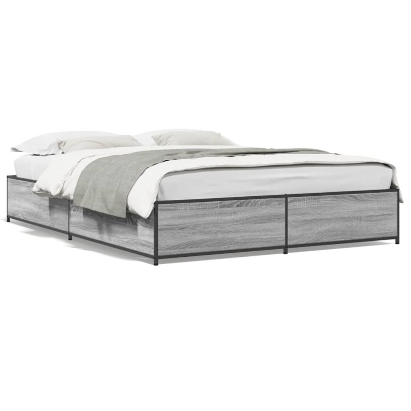 vidaXL Bettgestell Grau Sonoma 120x200 cm Holzwerkstoff und Metall vidaXL Bettgestell Grau Sonoma 120x200 cm Holzwerkstoff und Metall