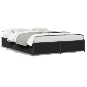 vidaXL Bettgestell Schwarz 140x190 cm Holzwerkstoff und Metall