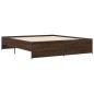 vidaXL Bettgestell Braun Eichen-Optik 200x200 cm Holzwerkstoff Metall vidaXL Bettgestell Braun Eichen-Optik 200x200 cm Holzwerkstoff Metall