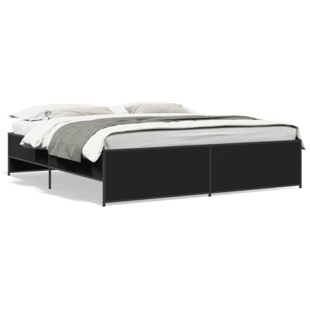 vidaXL Bettgestell Schwarz 200x200 cm Holzwerkstoff und Metall