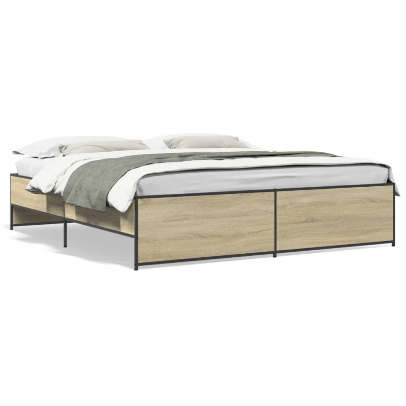 vidaXL Bettgestell Sonoma-Eiche 180x200 cm Holzwerkstoff und Metall vidaXL Bettgestell Sonoma-Eiche 180x200 cm Holzwerkstoff und Metall