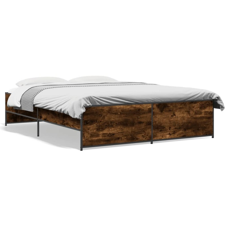 vidaXL Bettgestell Räuchereiche 150x200 cm Holzwerkstoff und Metall vidaXL Bettgestell Räuchereiche 150x200 cm Holzwerkstoff und Metall