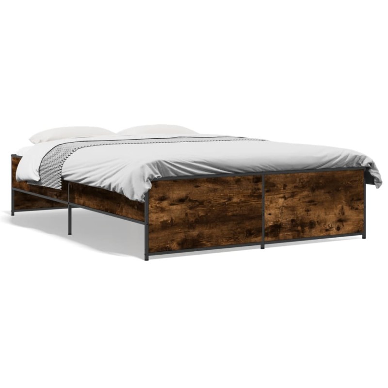 vidaXL Bettgestell Räuchereiche 140x190 cm Holzwerkstoff und Metall vidaXL Bettgestell Räuchereiche 140x190 cm Holzwerkstoff und Metall