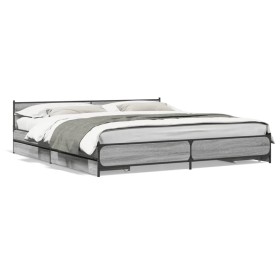 vidaXL Bettgestell mit Schubladen Grau Sonoma 180x200cm Holzwerkstoff