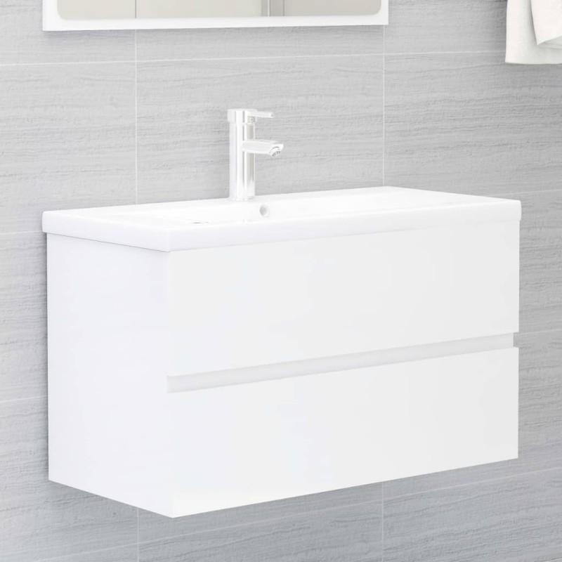 Waschbeckenunterschrank mit Einbaubecken Hochglanz-Weiß Waschbeckenunterschrank mit Einbaubecken Hochglanz-Weiß