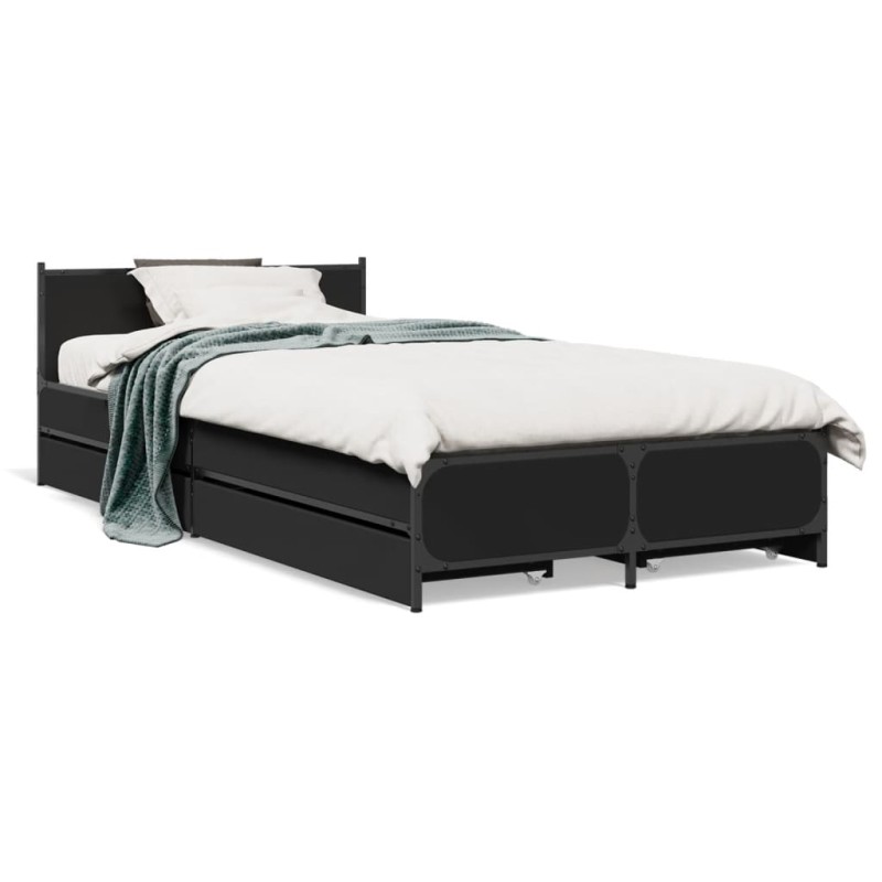 vidaXL Bettgestell mit Schubladen Schwarz 90x190 cm Holzwerkstoff vidaXL Bettgestell mit Schubladen Schwarz 90x190 cm Holzwerkstoff