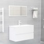 Waschbeckenunterschrank mit Einbaubecken Hochglanz-Weiß Waschbeckenunterschrank mit Einbaubecken Hochglanz-Weiß