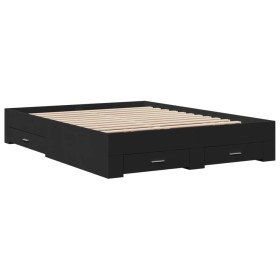 vidaXL Bettgestell mit Schubladen Schwarz 140x200 cm Holzwerkstoff