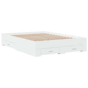 vidaXL Bettgestell mit Schubladen Weiß 140x190 cm Holzwerkstoff