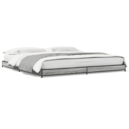 vidaXL Bettgestell Grau Sonoma 180x200 cm Holzwerkstoff und Metall