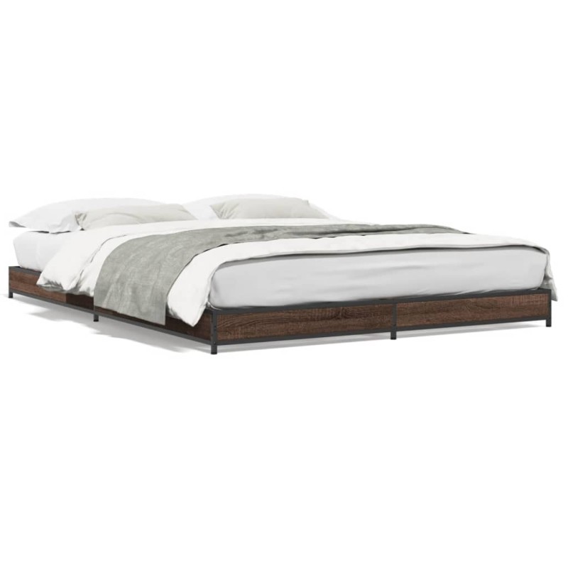 vidaXL Bettgestell Braun Eichen-Optik 140x190 cm Holzwerkstoff Metall vidaXL Bettgestell Braun Eichen-Optik 140x190 cm Holzwerkstoff Metall