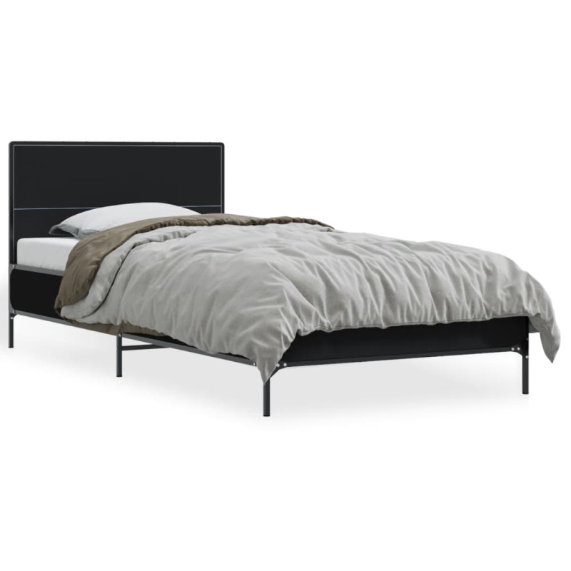 vidaXL Bettgestell Schwarz 90x200 cm Holzwerkstoff und Metall vidaXL Bettgestell Schwarz 90x200 cm Holzwerkstoff und Metall