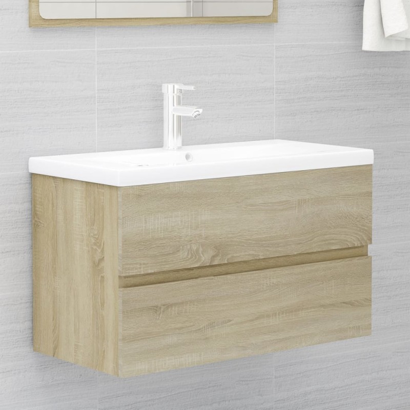 Waschbeckenunterschrank Einbaubecken Sonoma-Eiche Holzwerkstoff Waschbeckenunterschrank Einbaubecken Sonoma-Eiche Holzwerkstoff