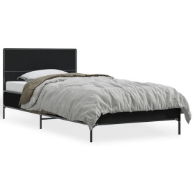 vidaXL Bettgestell Schwarz 100x200 cm Holzwerkstoff und Metall