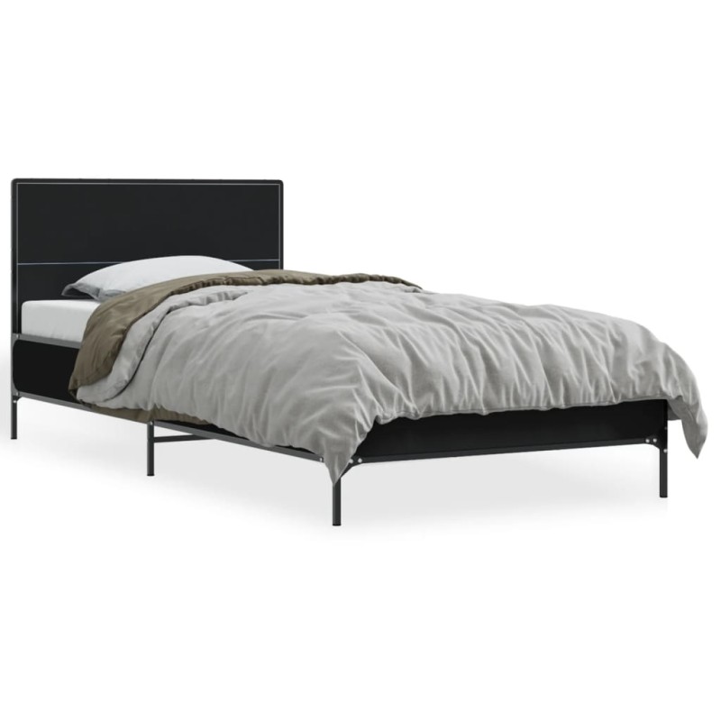 vidaXL Bettgestell Schwarz 100x200 cm Holzwerkstoff und Metall vidaXL Bettgestell Schwarz 100x200 cm Holzwerkstoff und Metall