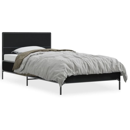 vidaXL Bettgestell Schwarz 100x200 cm Holzwerkstoff und Metall