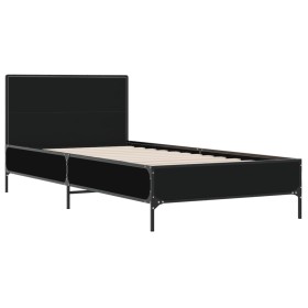 vidaXL Bettgestell Schwarz 100x200 cm Holzwerkstoff und Metall